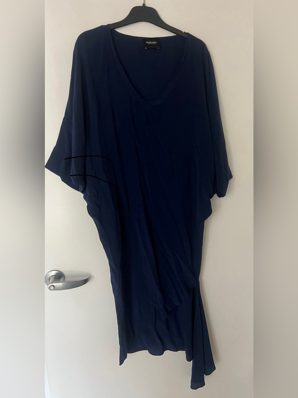 Rachel Comey Navy V-Neck Draped Midi Dress